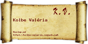 Kolbe Valéria névjegykártya